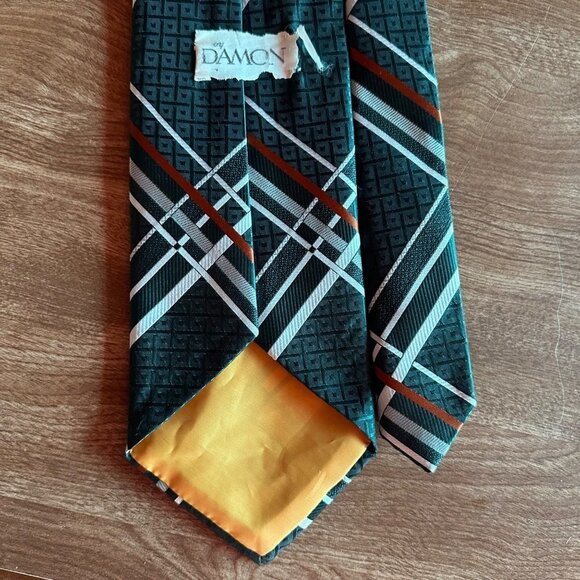 Vintage Damon Green 70s 80s Striped Tie - Picture 12 of 16